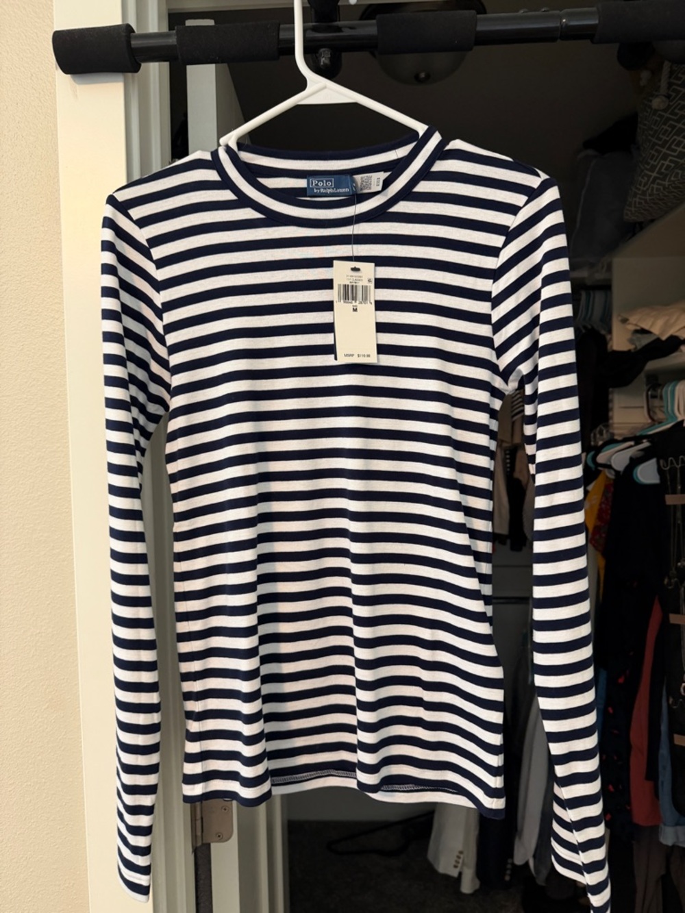 Polo by Ralph Lauren Navy & White Striped Long-Sleeve Top